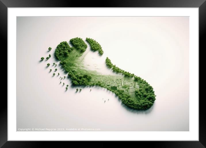 Green future and our cological footprint created with generative Framed Mounted Print by Michael Piepgras