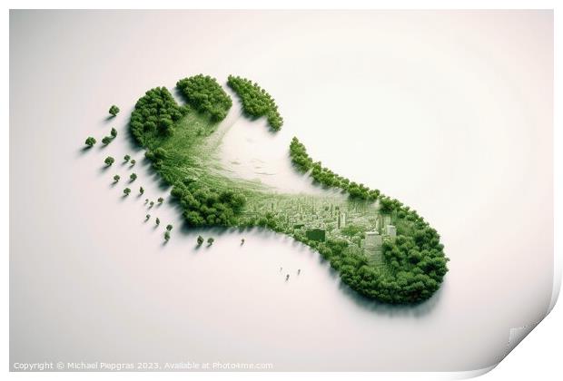Green future and our cological footprint created with generative Print by Michael Piepgras