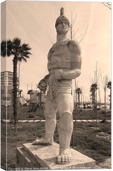 Roman Gladiator in Durres Albania. Canvas Print by Elaine Anne Baxter