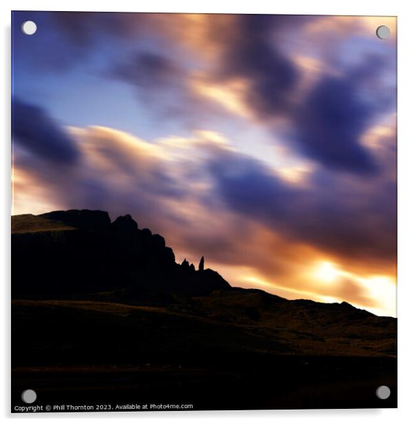 Majestic Sunset at The Old Man of Storr No. 4 Acrylic by Phill Thornton