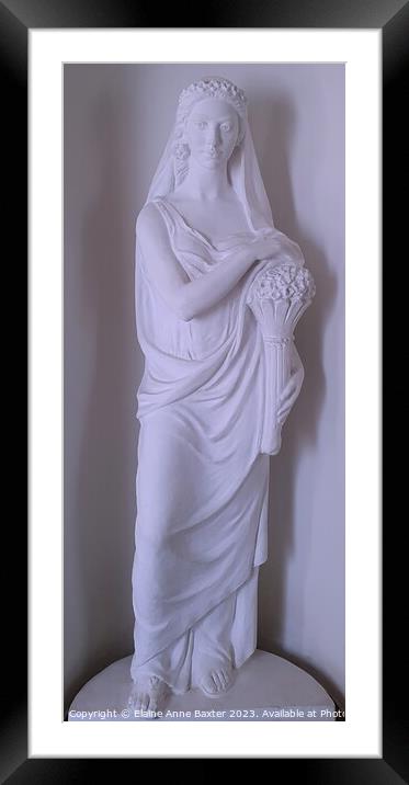 Roman Woman with Flowers Statue Framed Mounted Print by Elaine Anne Baxter