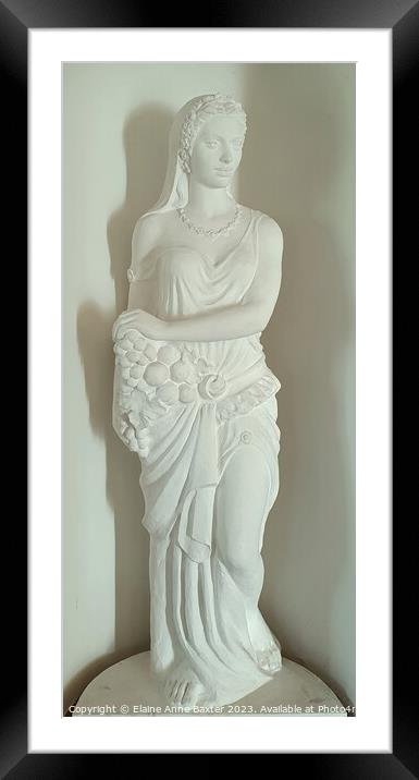 Roman Woman with Fruit Statue. Framed Mounted Print by Elaine Anne Baxter