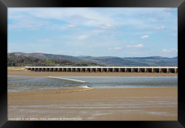 Arnside Tidal Bore Framed Print by Liz Withey