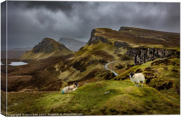 The Quiraing Under A Stormy Skye Canvas Print by Inca Kala