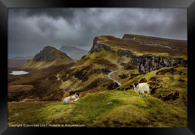 The Quiraing Under A Stormy Skye Framed Print by Inca Kala