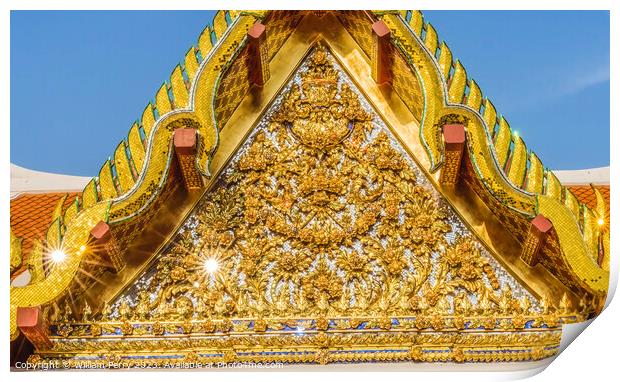 Golden Pavilion Wat Ratchanaddaram Worawihan Bangkok Thailand Print by William Perry