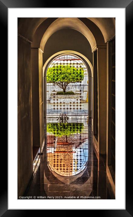Corridor View Buddhist Reflection Loha Prasat Hall Wat Ratchanad Framed Mounted Print by William Perry