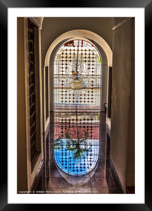 Corridor View Buddhist Reflection Loha Prasat Hall Wat Ratchanad Framed Mounted Print by William Perry