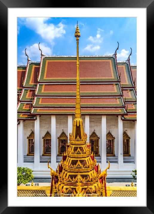 Spire Close Loha Prasat Hall Wat Ratchanaddaram Worawihan Bangko Framed Mounted Print by William Perry