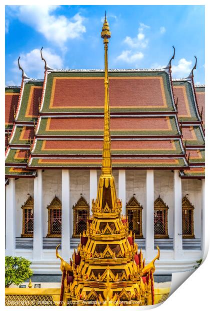 Spire Close Loha Prasat Hall Wat Ratchanaddaram Worawihan Bangko Print by William Perry