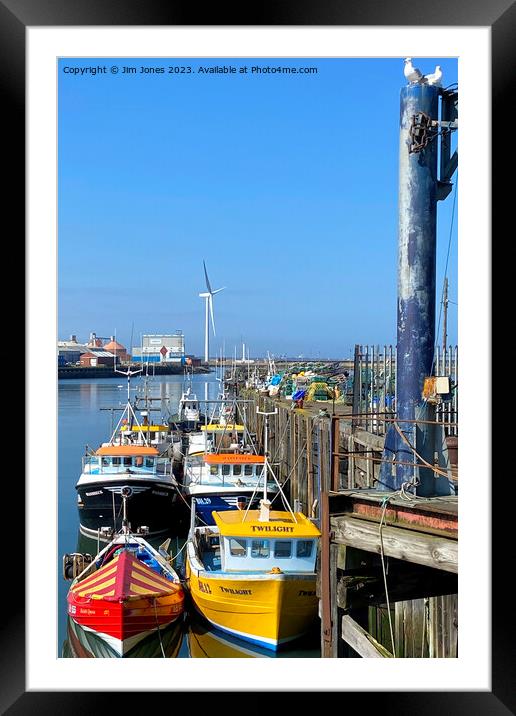 Colourful fishing boats Framed Mounted Print by Jim Jones