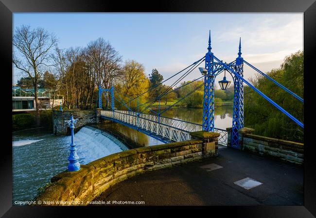 Mill Suspension Bridge, Leamington Spa Framed Print by Nigel Wilkins