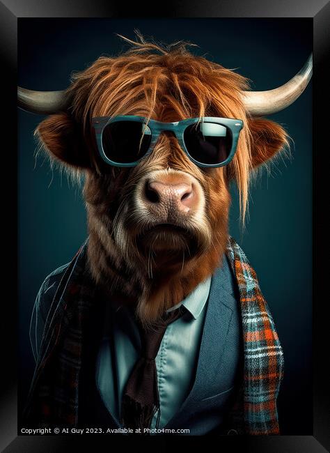 Hipster Highland Cow 5 Framed Print by Craig Doogan Digital Art