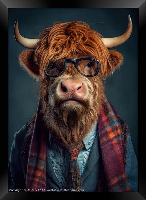 Hipster Highland Cow 1 Framed Print by Craig Doogan Digital Art