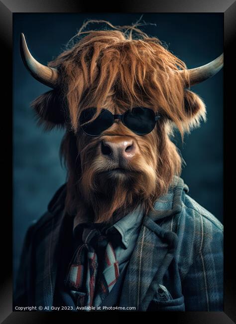 Hipster Highland Cow 6 Framed Print by Craig Doogan Digital Art