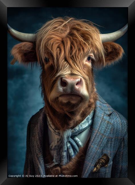 Hipster Highland Cow 8 Framed Print by Craig Doogan Digital Art