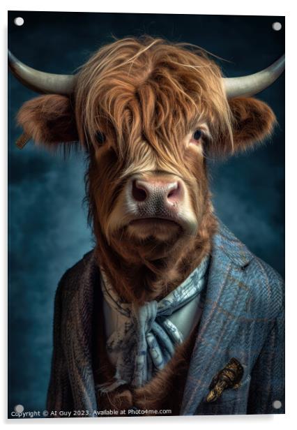Hipster Highland Cow 8 Acrylic by Craig Doogan Digital Art