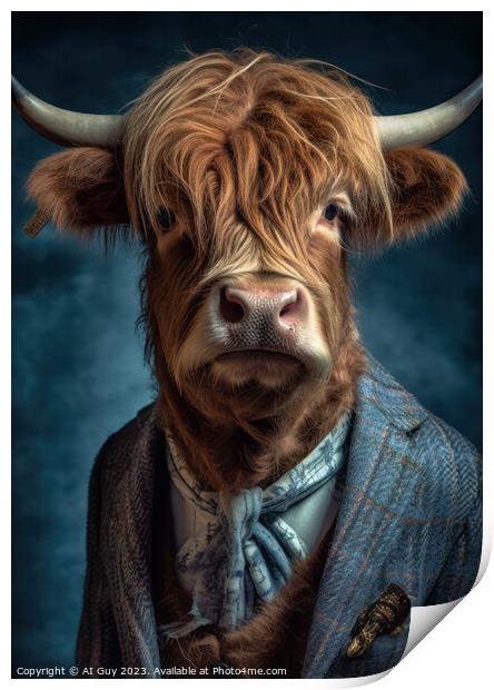 Hipster Highland Cow 8 Print by Craig Doogan Digital Art
