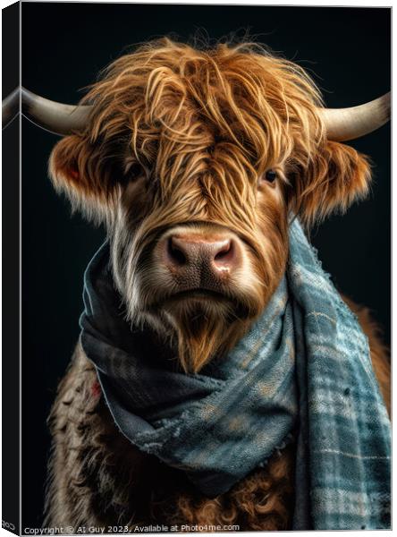 Hipster Highland Cow 9 Canvas Print by Craig Doogan Digital Art