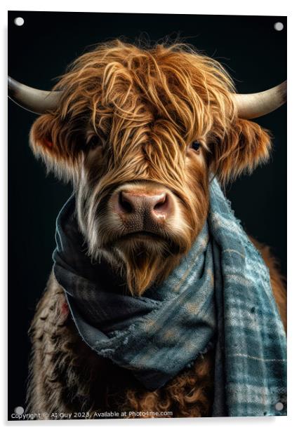 Hipster Highland Cow 9 Acrylic by Craig Doogan Digital Art