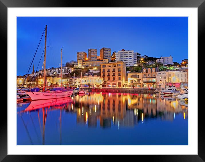 Torquay Harbour at Night Framed Mounted Print by Darren Galpin