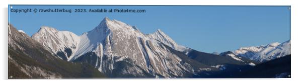 Snowy Medicine Lake Slaps And Opal Peak Panorama Acrylic by rawshutterbug 