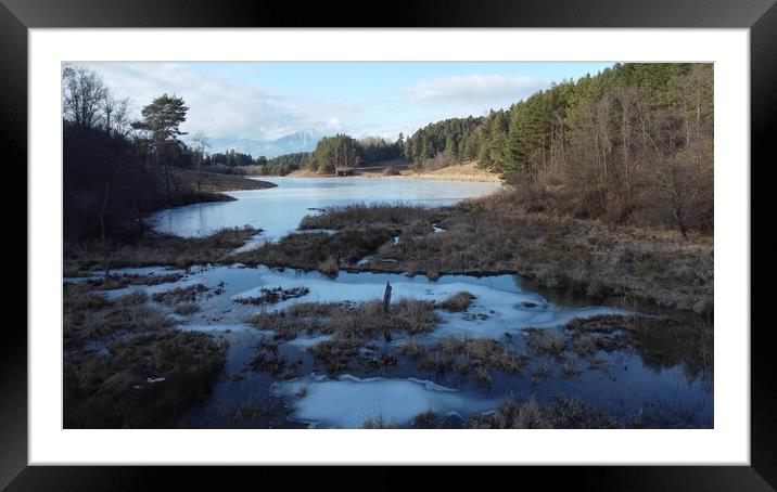 Peaceful mountain scene with calm lake.  Framed Mounted Print by Irena Chlubna