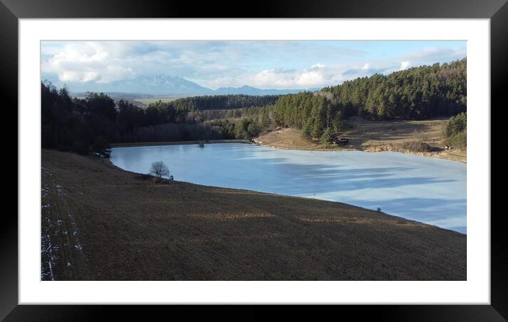 Peaceful mountain scene with calm lake.  Framed Mounted Print by Irena Chlubna