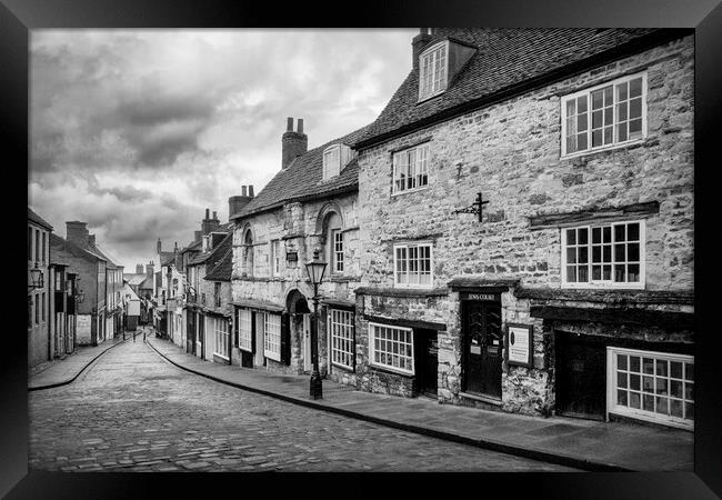 Steep Hill Black and White, Lincoln Framed Print by Tim Hill