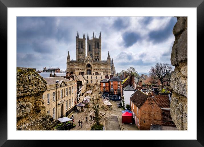 Lincoln Cathedral from Lincoln Castle walls Framed Mounted Print by Tim Hill