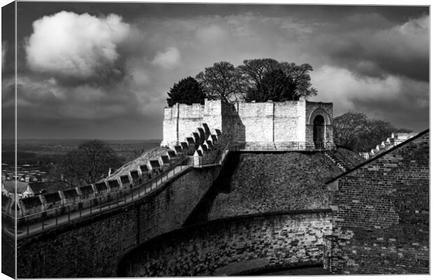 Lincoln Castle Black And White Canvas Print by Steve Smith