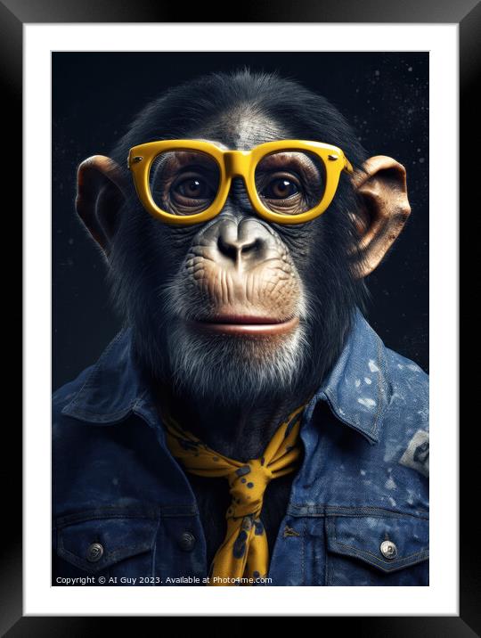 Hipster Chimp Framed Mounted Print by Craig Doogan Digital Art