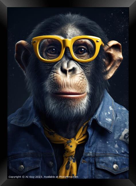 Hipster Chimp Framed Print by Craig Doogan Digital Art