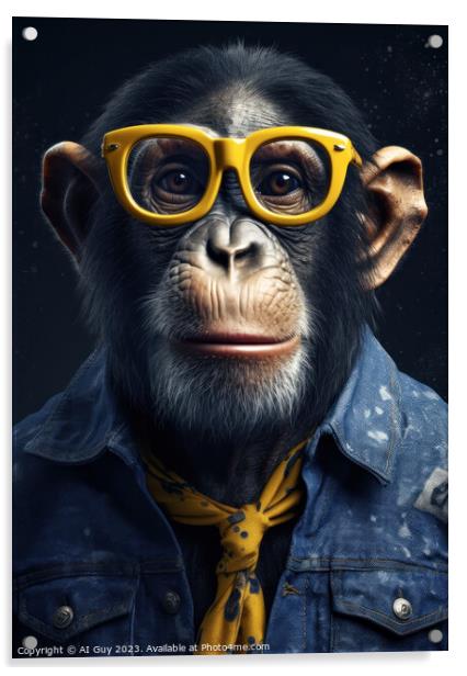 Hipster Chimp Acrylic by Craig Doogan Digital Art