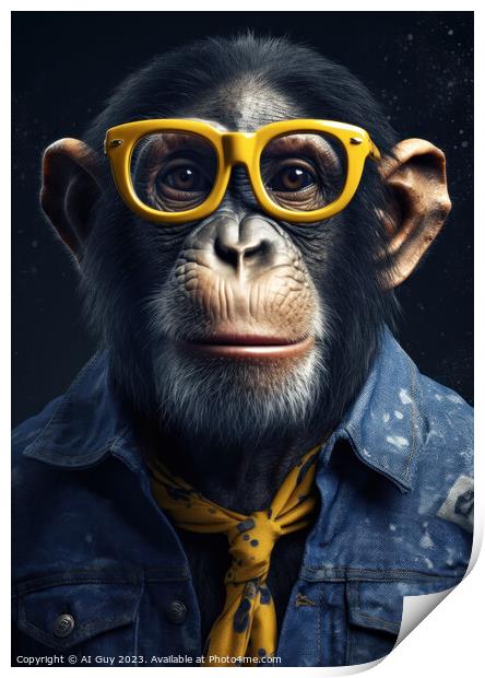Hipster Chimp Print by Craig Doogan Digital Art