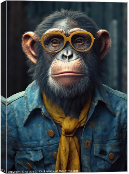 Hipster Chimpanzee Canvas Print by Craig Doogan Digital Art