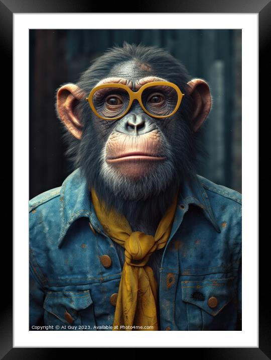 Hipster Chimpanzee Framed Mounted Print by Craig Doogan Digital Art