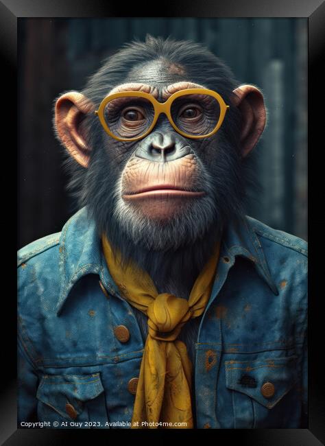Hipster Chimpanzee Framed Print by Craig Doogan Digital Art