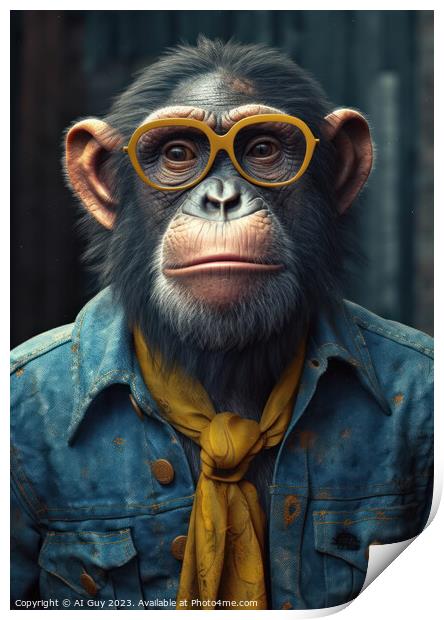 Hipster Chimpanzee Print by Craig Doogan Digital Art