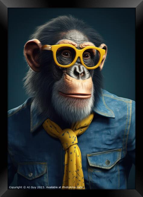 Chimpanzee Portrait Framed Print by Craig Doogan Digital Art