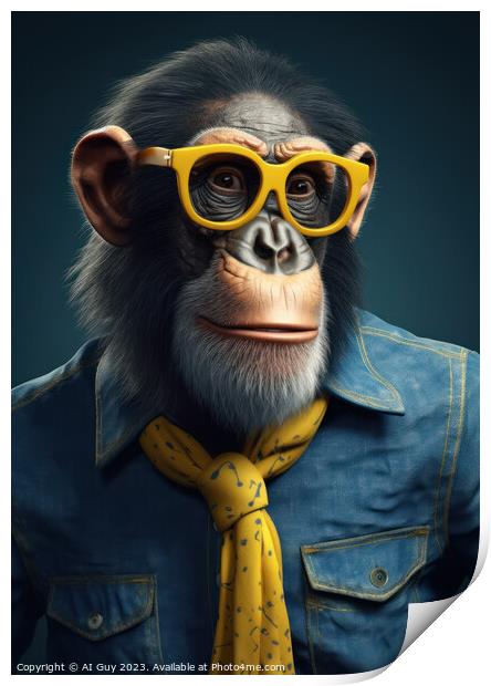 Chimpanzee Portrait Print by Craig Doogan Digital Art