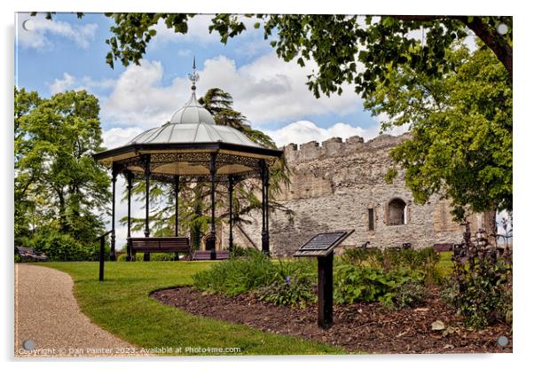 Newark Castle's Stunning Bandstand: A Peaceful Ret Acrylic by Dan Painter