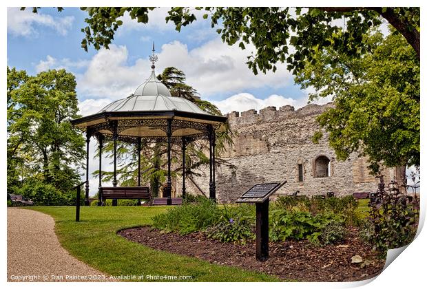 Newark Castle's Stunning Bandstand: A Peaceful Ret Print by Dan Painter