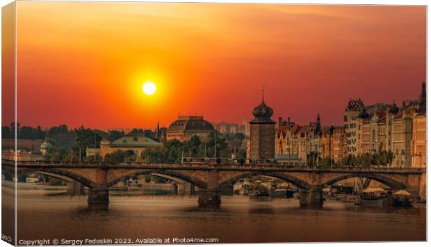 Sunset over Prague. Czechia Canvas Print by Sergey Fedoskin