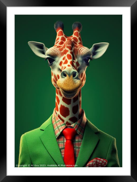 Suited Giraffe Framed Mounted Print by Craig Doogan Digital Art