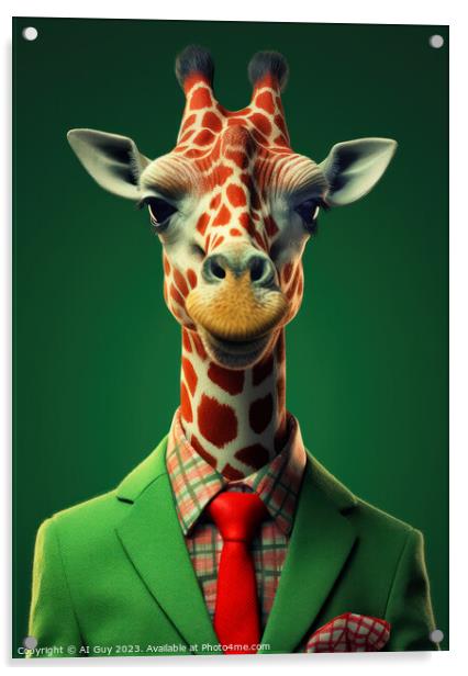 Suited Giraffe Acrylic by Craig Doogan Digital Art