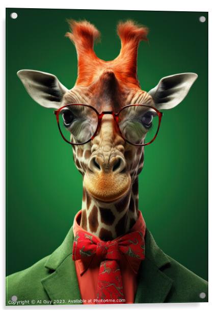 AI Business Giraffe Acrylic by Craig Doogan Digital Art