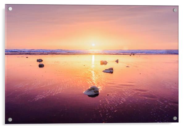 Glorious Sea foam sunrise on Montrose Beach in Sco Acrylic by DAVID FRANCIS