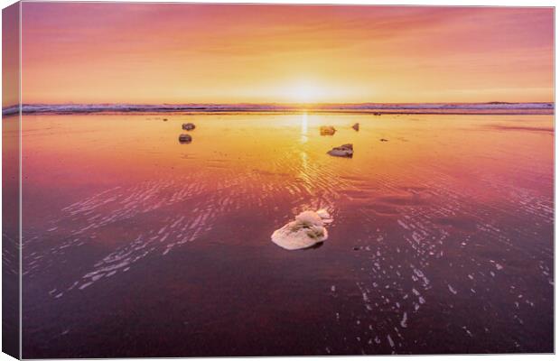 Glorious Sea foam sunrise on Montrose Beach in Sco Canvas Print by DAVID FRANCIS