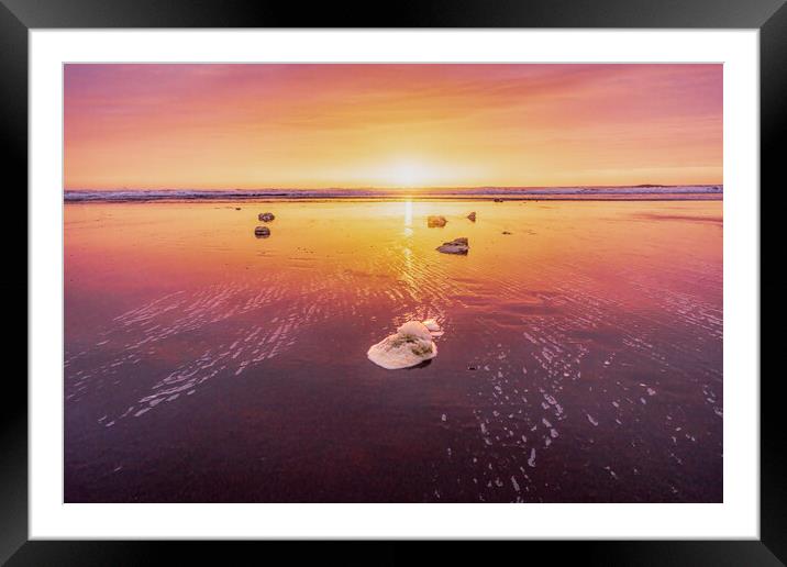 Glorious Sea foam sunrise on Montrose Beach in Sco Framed Mounted Print by DAVID FRANCIS